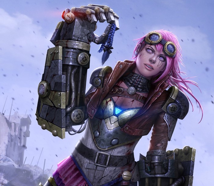 Vi from League of Legends with robotic arm