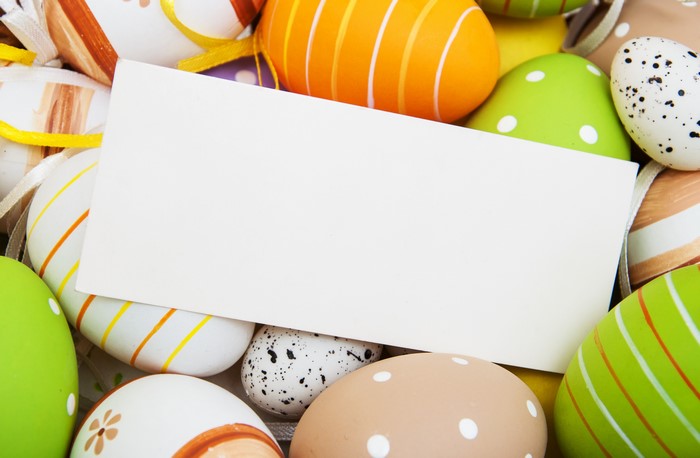Easter Eggs with Blank Greeting Card