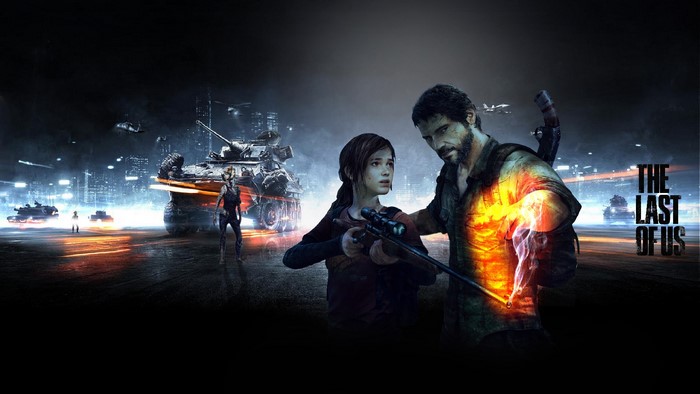 Joel and Ellie from The Last of Us in a battle scene