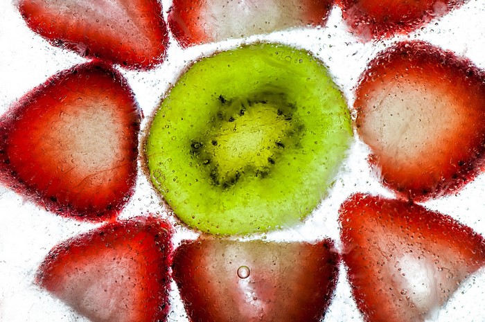 Strawberry and Kiwi Slices in Water