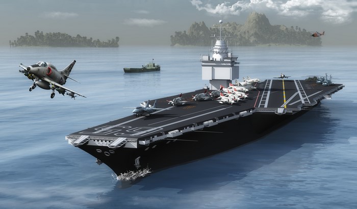 4K Aircraft Carrier with Fighter Jet Takeoff