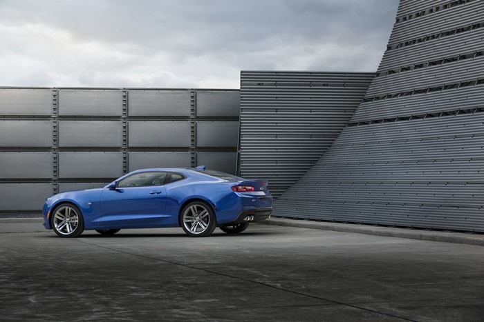 Blue 2015 Chevrolet Camaro RS Side View