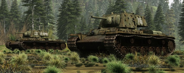 4K KV-1 Tanks in Dense Forest Setting