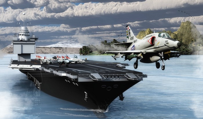 4K Aircraft Carrier with Fighter Jet