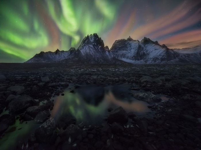 Aurora Borealis over Ogilvie Mountains, Canada