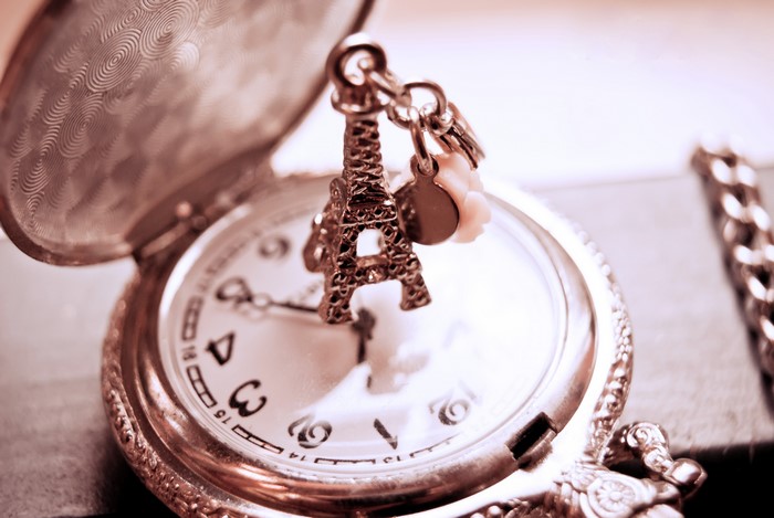 Pocket watch with Eiffel Tower charm