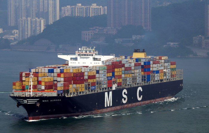 MSC Aurora container ship at sea