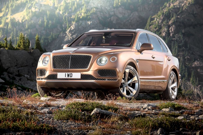 Bentley Bentayga SUV in a mountainous landscape