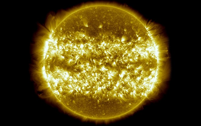Closeup of the Sun with prominences