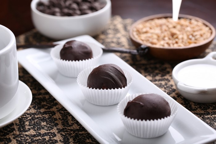 Chocolate truffles with coffee and nuts