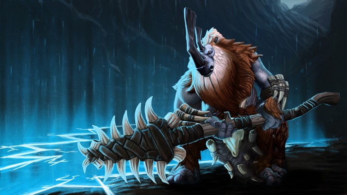 Magnus from DOTA 2 with a large weapon