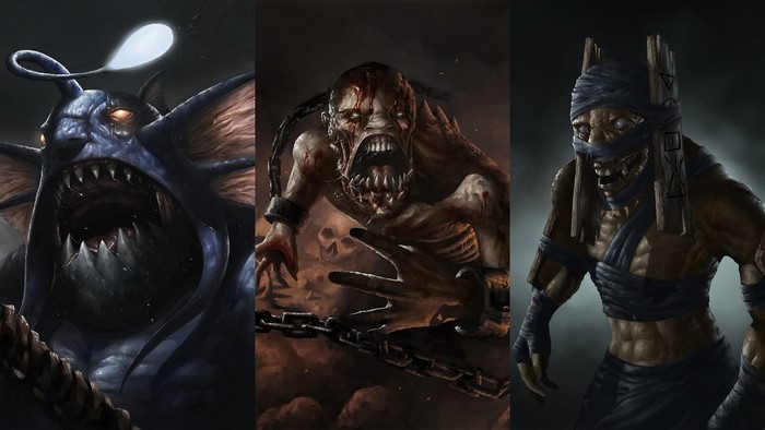Monsters from DOTA 2: Slardar, Lifestealer, Shadow Shaman