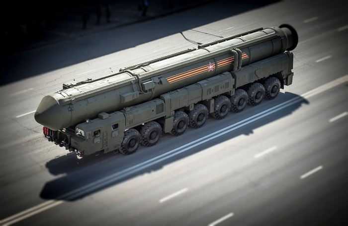 Russian ICBM on a transporter during a Victory Day parade
