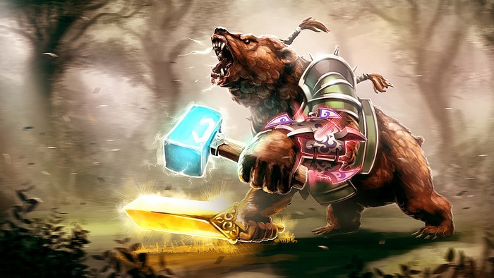 Lone Druid from DOTA 2 with bear and weapons