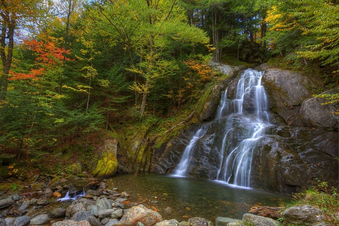 Waterfall in an autumn forest