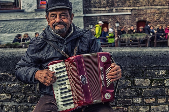 Man playing accordion