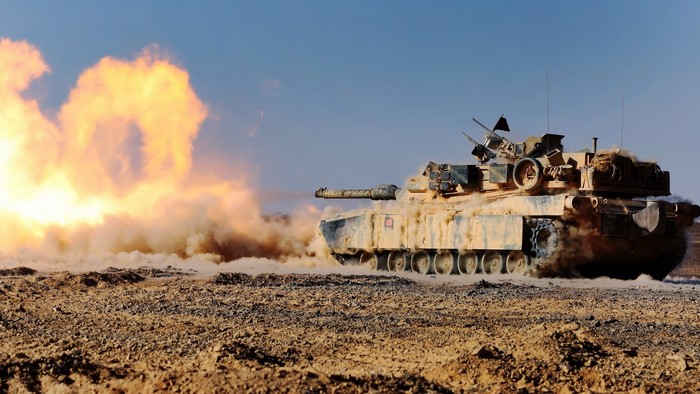 M1A1 Abrams Tank Firing in Desert