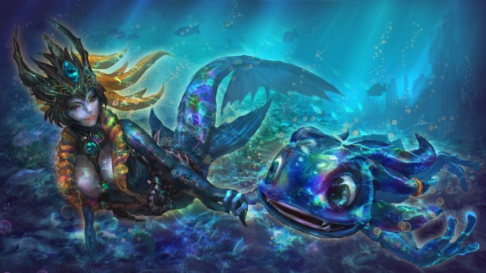 Nami Tidecaller and Fizz Tidal Trickster from League of Legends