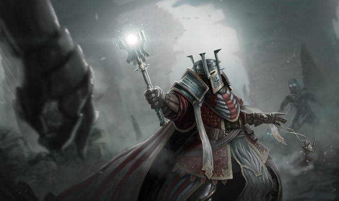 Knight with Magic Staff and Undead Warrior