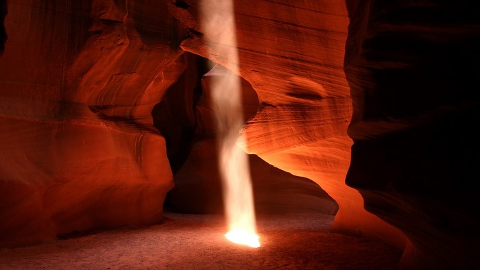 Sunbeam in a Red Rock Canyon
