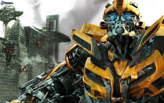 Bumblebee from Transformers: Age of Extinction in a city