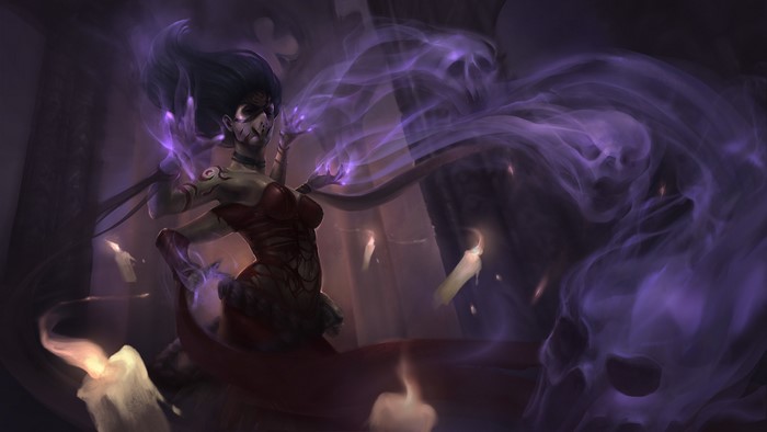 Defiler from Heroes of Newerth with purple magic