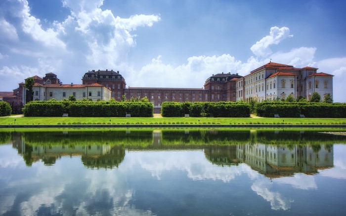Royal Palace of Venaria with reflection in pond