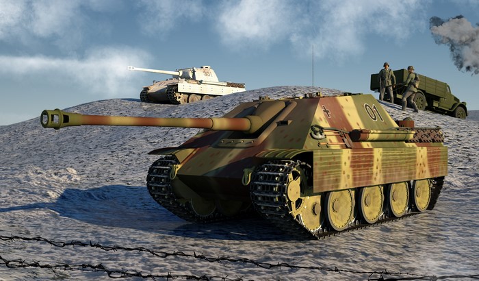4K Jagdpanther SPG in a Winter Landscape