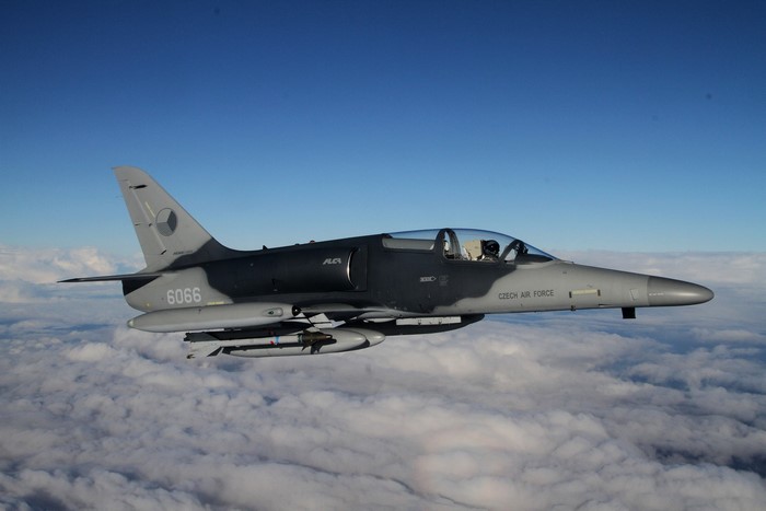 Czech Air Force Aero L-159 Alca fighter jet in flight