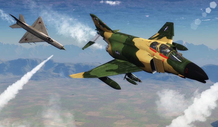 4K Two Fighter Airplanes in Combat