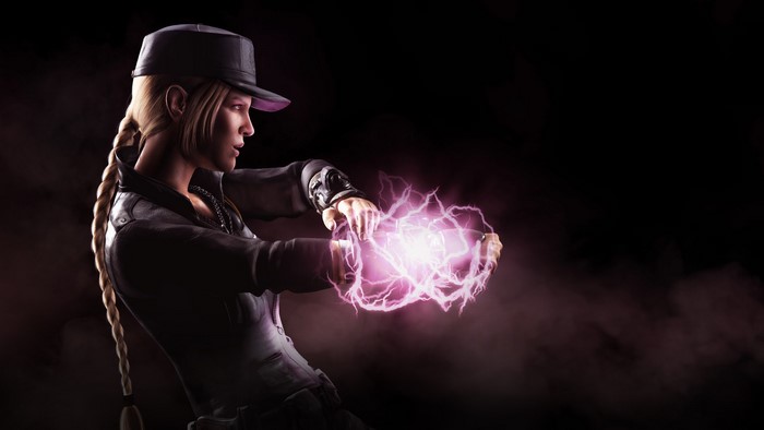 Sonya Blade from Mortal Kombat casting magic