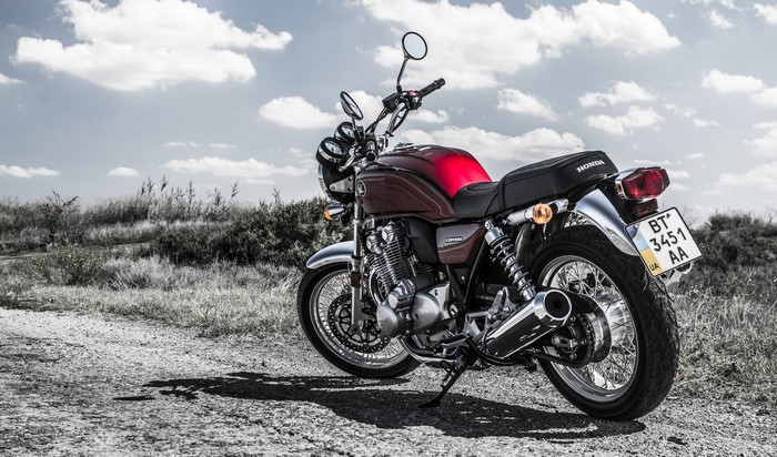 Honda CB1100 EX motorcycle on a dirt road