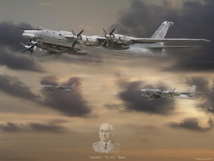 Tupolev Tu-95 "Bear" bombers in flight