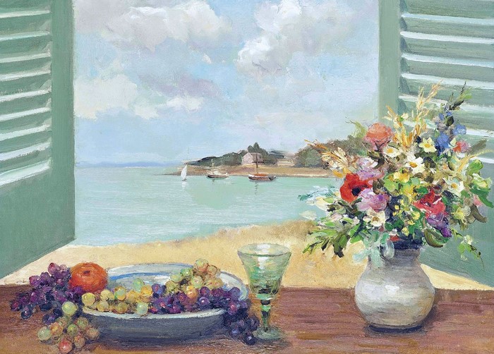 Marcel Dyf Grapes Pictorial art Window Vase