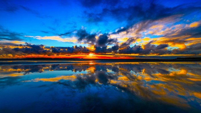 Sunset over Kuku Beach, Cook Strait, New Zealand