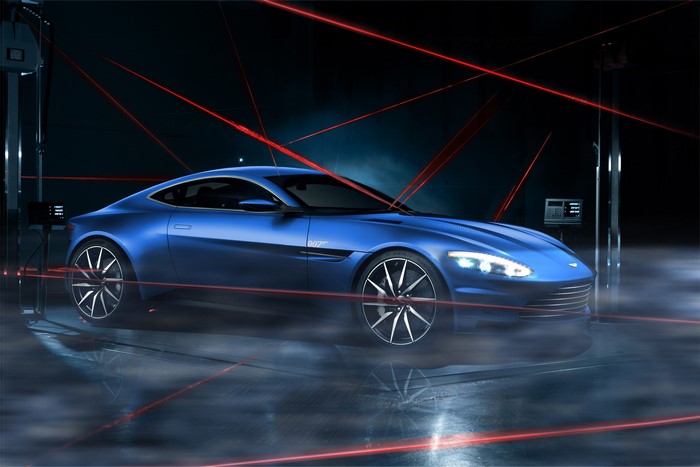 Blue Aston Martin DB10 with Red Laser Grid