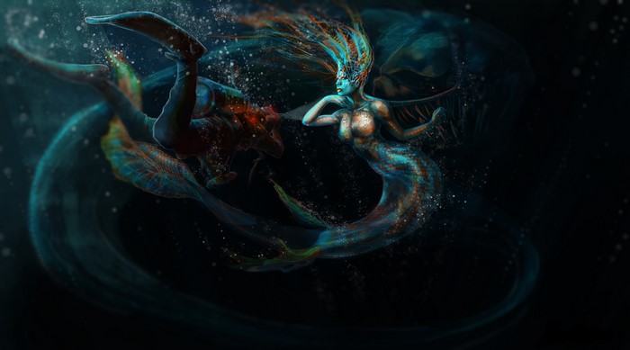 4K Underwater world with mermaids