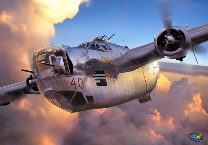 B-24 Liberator "Hey Moe" bomber in flight