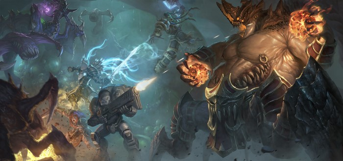StarCraft and Diablo characters in battle