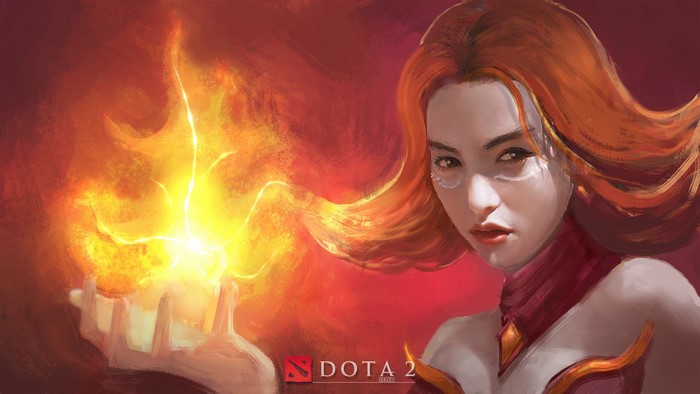 Lina from DOTA 2 casting fire magic