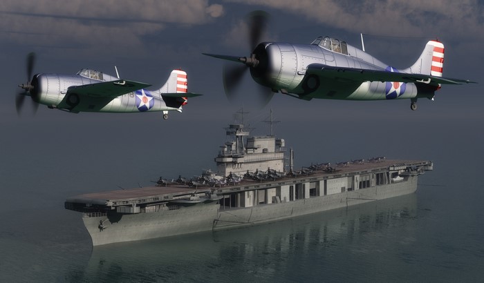4K Wildcats over Aircraft Carrier