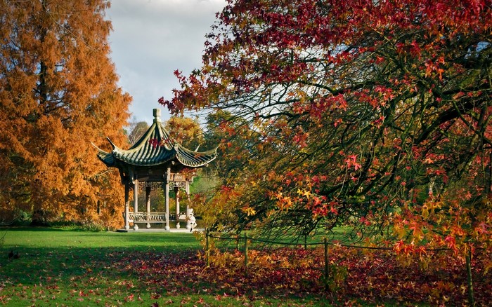 Chinese Pagoda in RHS Garden Wisley during Autumn