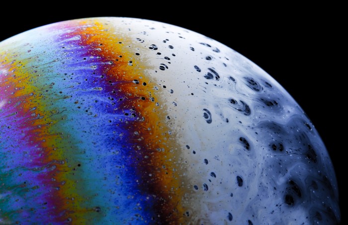 Close-up of a colorful soap bubble