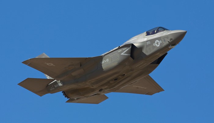 F-35B Lightning II fighter jet in flight