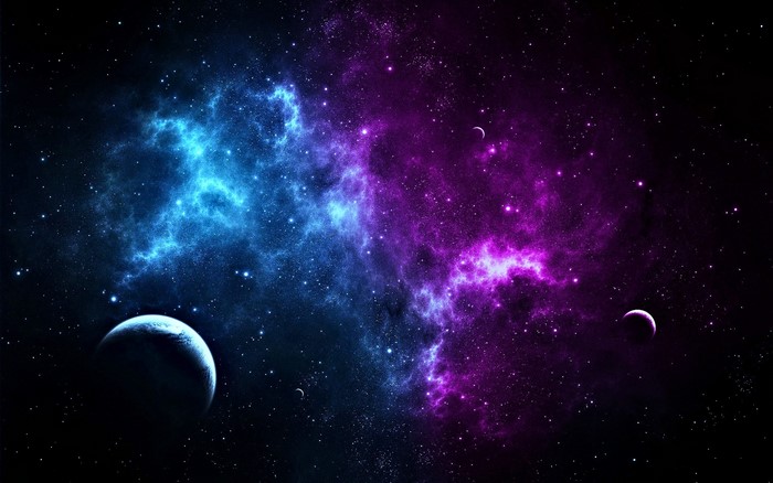 4K Space Nebula with Planets