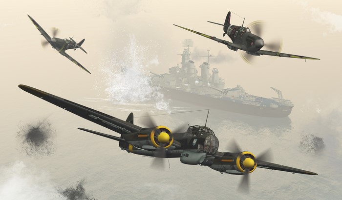 4K Airplanes and Battleship in Combat