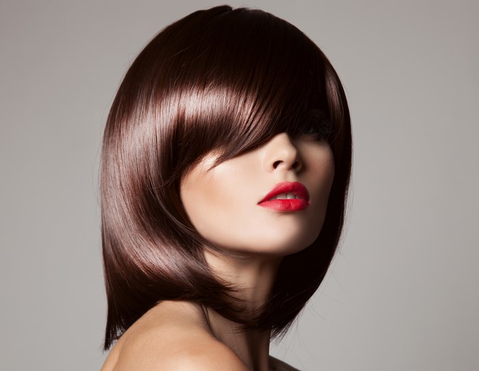 Brown Haired Woman with Red Lipstick