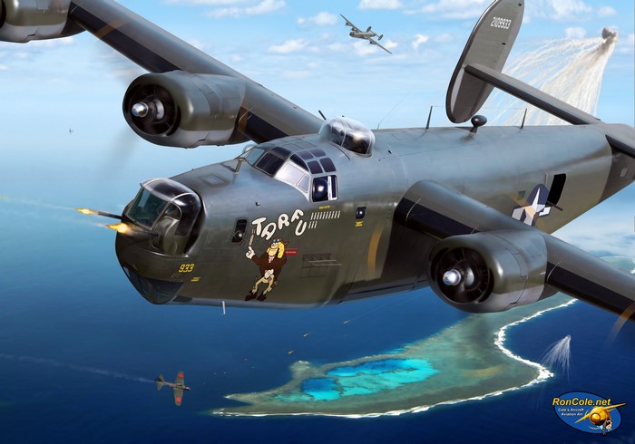B-24J 'TARFU' bomber attacking over Truk