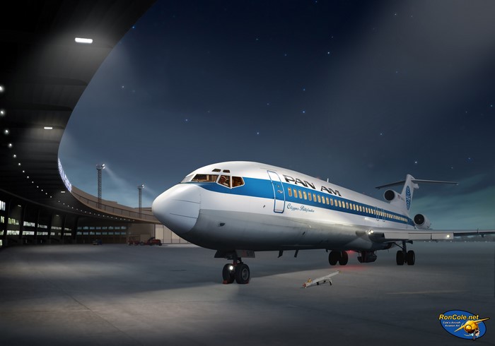 Pan Am Boeing 727 at Berlin Tempelhof Airport at Night