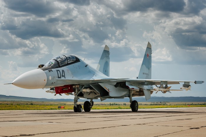 Sukhoi Su-30 fighter jet on tarmac